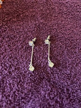 Silver-Tone Crystal Drop Earrings - Elegant Clear Dangle